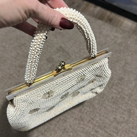 Vintage Hong Kong 1960s floral Beaded Handbag CLEAN - Picture 3 of 12